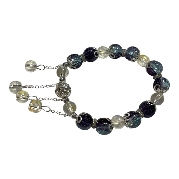 Stunning Glass Bead Bracelet with Dangling Charms - Picture 2 of 4